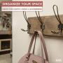 Wall Mounted Coat Rack - Rustic Wooden 4 Hook Coat Hanger Rail, Distressed Wood, Antique Brass Hooks