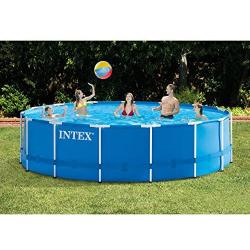 Intex 15ft x 48in Metal Frame Pool Set with Filter Pump, Ladder, Ground Cloth & Pool Cover