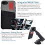 Dockem iPhone SE 2, iPhone 8/7 Wallet Case with Built-in Metal Plate for Magnetic Mounting & 2 Credit Card Holder Slots (M2, Black and Grey, Luxe Canvas Style Synthetic Leather)