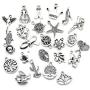 WOCRAFT 100 pcs Wholesale Bulk Lots Animals Tools Charms for Jewelry Making Mixed Smooth Tibetan Silver Metal Charms Pendants DIY for Jewelry Making Necklace Bracelet and Crafting (M356)