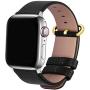 Fullmosa Compatible Apple Watch Band 38mm 40mm 42mm 44mm Leather Compatible iWatch Band/Strap Compatible Apple Watch SE & Series 6 5 4 3 2 1, 38mm 40mm Black + Golden Buckle + Silver Adapter
