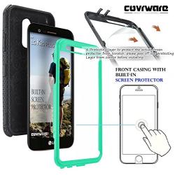 COVRWARE Iron Tank Series Case for LG K20 Plus /K20 V/Harmony/Grace 4G /K10 (2017) Built-in [Screen Protector] Heavy Duty Full-Body Holster Armor [Brushed Metal Texture] Case [Belt Clip], Teal