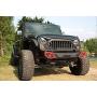 JROAD Compatible with Front Bumper Jeep Wrangler 2007-2018 JK JKU Sahara Rubicon Sports 2/4-door 2xLED Fog Lights Built-in Winch Plate Stubby Blade Heavy Steel Grille Guard Tube
