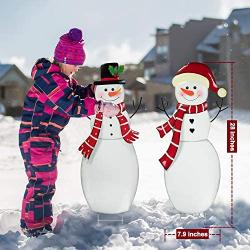 Rocinha Christmas Yard Signs Snowman Metal Outdoor Christmas Decorations Yard Snowman Stakes for Lawn Pathway Outdoor Snowman Christmas Decorations, 28 inches