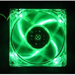 Autolizer Sleeve Bearing 80mm Silent Cooling Fan for Computer PC Cases - High Airflow, Quite, and Transparent Clear (Green Quad 4-LEDs) - 2 Years Warranty