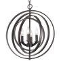 Kira Home Orbits 18'' 4-Light Modern Farmhouse Orb/Globe Pendant Chandelier + Pivoting Interlocking Rings, Adjustable Height, Hand Painted Trim + Antique Bronze Finish