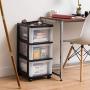 IRIS USA MC-303-TOP 3-Drawer Storage Cart with Organizer Top, Black