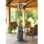 Hiland HLDS01-WCBT 48,000 BTU Propane Patio Heater w/Wheels and Table, Large, Hammered Silver