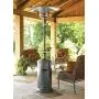 Hiland HLDS01-WCBT 48,000 BTU Propane Patio Heater w/Wheels and Table, Large, Hammered Silver