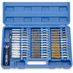 NEIKO 00325A Industrial Wire Brush Attachment Set 38 Piece 1/4'' Hex Shank SAE/MM Stainless Steel, Brass, Nylon Mount on Power Drill or Die Grinder