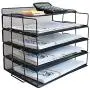 LUCYCAZ Stackable Paper Tray 4 Tier Document Desk Organizer Metal Mesh File Holder for Home Office School Black LUCYCAZ Stackable Paper Tray 4 Tier Document Desk Organizer Metal Mesh File Holder for Home Office School Black