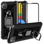 PULEN for Google pixel 4a Case with Screen Protector[1 Pack],Hybrid Armor Metal Ring Holder Magnetic Car Mount,Full Body Shockproof Sturdy Bumper Protective Cover - Black