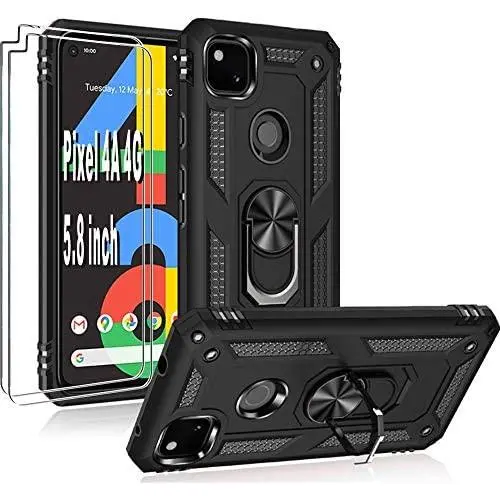 Google Pixel 4a 4g Phone Case,with HD Screen Protector Folmeikat 360 Degree Rotating Metal Ring Cover with Kickstand Protective for Pixel 4a 4g Phone Case 5.8'' Black Google Pixel 4a 4g Phone Case,with HD Screen Protector Folmeikat 360 Degree Rotating Metal Ring Cover with Kickstand Protective for Pixel 4a 4g Phone Case 5.8'' Black