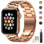 Fitlink Stainless Steel Metal Band for Apple Watch 38/40/42/44mm Replacement Link Bracelet Band Compatible with Apple Watch Series 6 Apple Watch Series 5 Apple Watch Series 1/2/3/4 (Rose Gold,38/40mm)