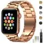 Fitlink Stainless Steel Metal Band for Apple Watch 38/40/42/44mm Replacement Link Bracelet Band Compatible with Apple Watch Series 6 Apple Watch Series 5 Apple Watch Series 1/2/3/4 (Rose Gold,38/40mm)