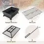 PHI VILLA Fire Pits Outdoor Wood Burning, 34'' x 26'' Rectangular Deep Bowl Large Patio Firepit with Spark Screen, Poker & Metal Grate PHI VILLA Fire Pits Outdoor Wood Burning, 34'' x 26'' Rectangular Deep Bowl Large Patio Firepit with Spark Screen, Poker & Metal Grate