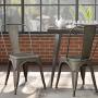 Devoko Metal Indoor-Outdoor Chairs Distressed Style Kitchen Dining Chairs Stackable Side Chairs with Back Set of 4 (Gun)