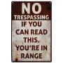 JOYIN 2 PCS Halloween Signs, No Trespassing, Funny Metal Tin Sign for Halloween Decorations, Creepy Home Decor