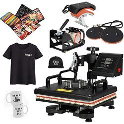 SUPER DEAL PRO 5 in 1 Heat Press Machine Multifunction Sublimation T Shirt Press Machine Hat/Mug/Plate/Cap/T-Shirt