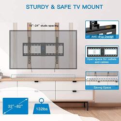 PERLESMITH Tilt Low Profile TV Wall Mount Bracket for 32-82 Inch LED LCD OLED Flat Screen TVs - Fits 16”- 24” Wood Studs, Tilting TV Mount with VESA 600x400 Holds up to 132lbs