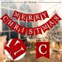 Whaline Merry Christmas Canvas Banners, Red Christmas Bunting Garland, Hanging Xmas Decorations for Fireplace Wall (13ft in Total)