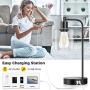 Set of 2 Industrial Touch Control Table Lamps with 2 USB Ports and AC Power Outlet, 3-Way Dimmable Bedside Nightstand Reading Lamps with Glass Shade for Bedroom Living Room Office 2 LED Bulbs Included