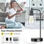 Set of 2 Industrial Touch Control Table Lamps with 2 USB Ports and AC Power Outlet, 3-Way Dimmable Bedside Nightstand Reading Lamps with Glass Shade for Bedroom Living Room Office 2 LED Bulbs Included