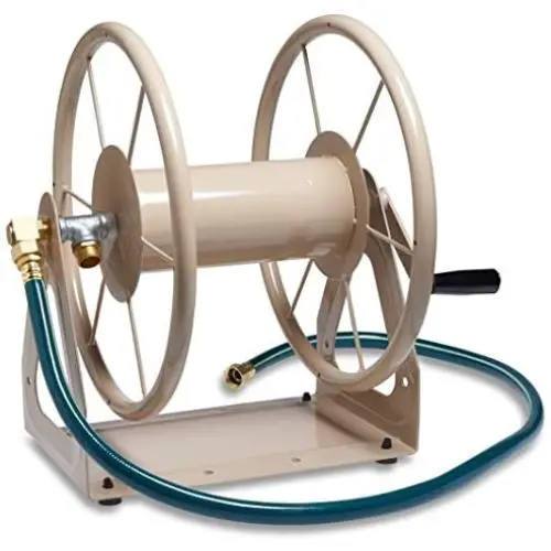 Liberty Garden 703-1 Multi-Purpose Steel Garden Wall/Floor Mount Hose Reel, Tan Liberty Garden 703-1 Multi-Purpose Steel Garden Wall/Floor Mount Hose Reel, Tan