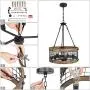LALUZ Farmhouse Chandelier for Dining Room, 5-Light Rustic Chandelier for Kitchen Island, Entryway