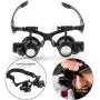 Tmango Magnifying Glasses, Jewelry Loupe, Eyewear Miniature Magnifying Glass Loop, 10x 15x 20x 25x Magnifier Headset Hands Free with LED Lights