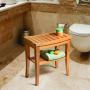 Premium Bamboo Shower Bench with Shelf - Wooden 2-Tier Bathroom and Shoe Organizer with Storage Shelf