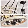 TZOE White Oak Wood Color&Black Metal Finish 4-Light Chandeliers for Dining Rooms,Farmhouse Drum Chandelier,Rustic Small Pendant Light TZOE White Oak Wood Color&Black Metal Finish 4-Light Chandeliers for Dining Rooms,Farmhouse Drum Chandelier,Rustic Small Pendant Light