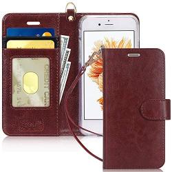 FYY Luxury PU Leather Wallet Case for iPhone 6/6s, [Kickstand Feature] Flip Phone Case Protective Shockproof Folio Cover with [Card Holder] [Wrist Strap] for Apple iPhone 6/6s 4.7'' Dark Brown