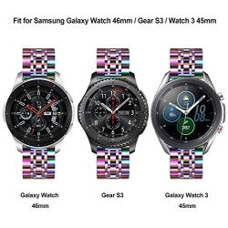 TRUMiRR Colorful Band for Galaxy Watch 3 45mm / Galaxy Watch 46mm / Gear S3, 22mm Solid Stainless Steel Metal Watchband Quick Release Strap for Samsung Galaxy Watch3 45mm Smartwatch