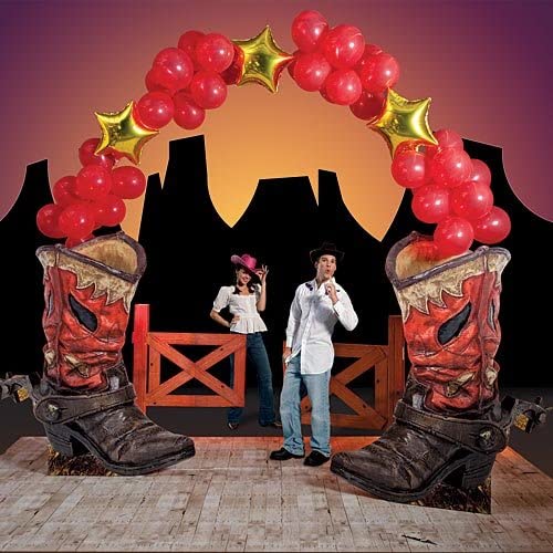Western Cowboy Boot Balloon Arch Standup Photo Booth Prop Background Backdrop Party Decoration Decor Scene Setter Cardboard Cutout