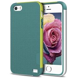 EXSEK iPhone 5/5S SE Case, Hybrid Ultra Slim 3 Color Case Shockproof [Anti-Slip] [Extra Front Raised Lip] Scratch Resistant Soft Gel Bumper Rugged Case for iPhone 5/5S (Green)