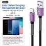 CyvenSmart USB Type C Cable, USB A 2.0 to USB-C Fast Charger Extra Long Durable TPE Cord Compatible with Samsung Galaxy A10/A20/A51/S10/S9/S8 Plus/Note 9/8,LG V50 V40 G8 (2Pack 1Foot, Purple)