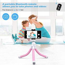 UBeesize Phone Tripod, Portable and Flexible Tripod with Wireless Remote and Universal Clip, Compatible with All Cell Phones/Cameras, Cell Phone Tripod Stand for Video Recording(Pink)