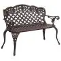 VINGLI 42.5'' Patio Garden Bench Outdoor Metal Rose Loveseat,Cast Iron Cast Aluminium Frame Antique Finish Park Chair,Accented Lawn Front Porch Path Yard Bronze Decor Deck Furniture for 2 Person Seat