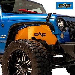 EAG JK Front and Rear Inner Fender Kit Sheet Metal Yellow 6PCS with Logo Cut Fit for 07-18 Wrangler JK