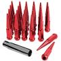 24pc Spike Lug Nut 14x2 Red 4.4'' Tall Offroad Extended Metal Lugs Premium, 1 Socket Key Included 24pc Spike Lug Nut 14x2 Red 4.4'' Tall Offroad Extended Metal Lugs Premium, 1 Socket Key Included