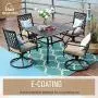 MFSTUDIO 5 Piece Black Metal Outdoor Patio Dining Bistro Set with 4 Swivel Chairs and Steel Frame Slat Larger Square Table, 37'' Table and 4 Backyard Garden Chairs Outdoor Furniture Set, Black MFSTUDIO 5 Piece Black Metal Outdoor Patio Dining Bistro Set with 4 Swivel Chairs and Steel Frame Slat Larger Square Table, 37'' Table and 4 Backyard Garden Chairs Outdoor Furniture Set, Black