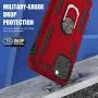 SALITOG Compatible with iPhone 12 Pro Max Case, Military-Grade Shockproof Drop Protection Cover with Metal Rotating Kickstand for 6.7inch - Red