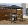 Sojag 5 x 8 Mykonos Hardtop Grill Gazebo with Shelving Outdoor Sun Shelter, Dark Grey Sojag 5 x 8 Mykonos Hardtop Grill Gazebo with Shelving Outdoor Sun Shelter, Dark Grey