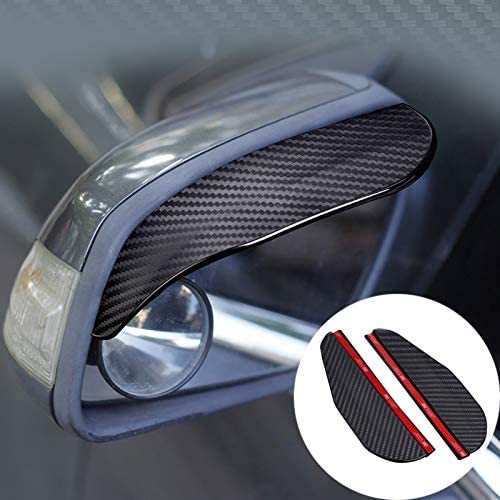 Voroly ​2 Pcs Mirror Rain Visor Smoke Guard, Carbon Fiber Texture Rear View Side Mirror Rain Eyebrow View Mirror Visor Guard for Most Car, Truck and SUV ​