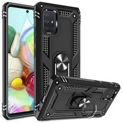 Samsung A51 5G Case, Galaxy A51 5G Phone Case with HD Screen Protector, Gritup [Military Grade] 360 Degree Rotating Metal Ring Holder Kickstand Armor Cover Phone Case for Samsung A51 5G Black