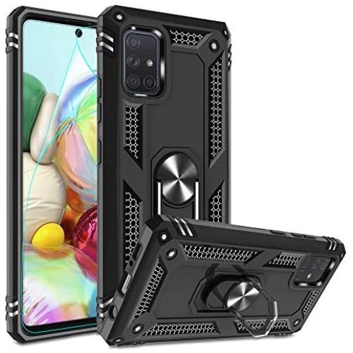 Samsung A51 5G Case, Galaxy A51 5G Phone Case with HD Screen Protector, Gritup [Military Grade] 360 Degree Rotating Metal Ring Holder Kickstand Armor Cover Phone Case for Samsung A51 5G Black