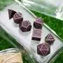 Bememo Polyhedral Metal Dices Set Zinc Alloy with Enamel Solid Metal for DND Game, Tabletop RPG, Dungeons and Dragons, Math Teaching, 7 Pieces Dice Set with Black Velvet Bag (Red Copper)