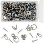 Genie Crafts 100-Pack 1 Inch Metal D Ring Picture Hangers with Screws