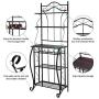 ROVSUN Upgrade Multiuse 5-Tier Metal Kitchen Bakers Rack , Microwave Storage Rack Oven Stand with Wine Storage Organizer Workstation Black (25'' x 16'' x 68'')